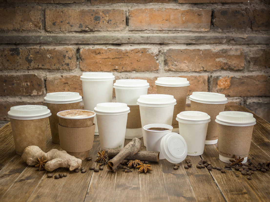 EcoFriendly Hot Drink Cups Vegware™ Compostable White Hot Cups Hot Beverage Cups Plant